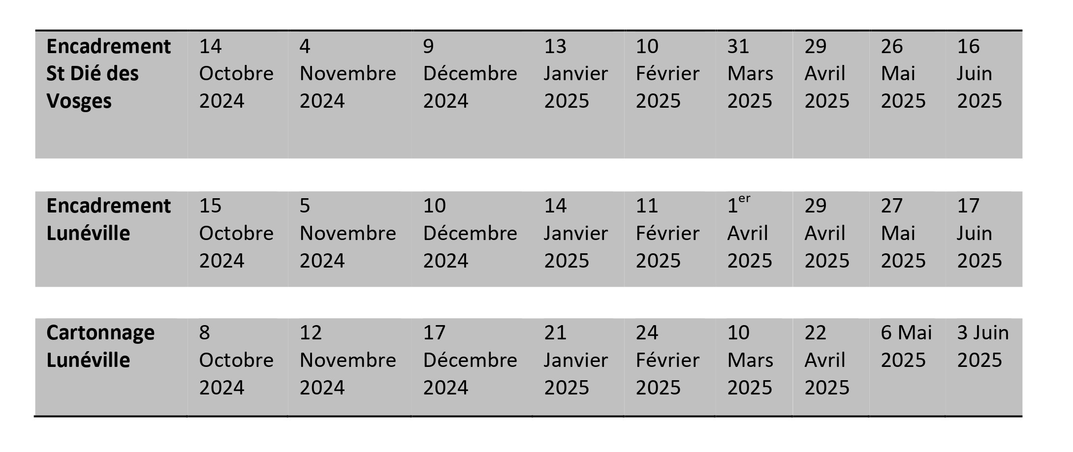 TABLEAU COURS 2024 -2025